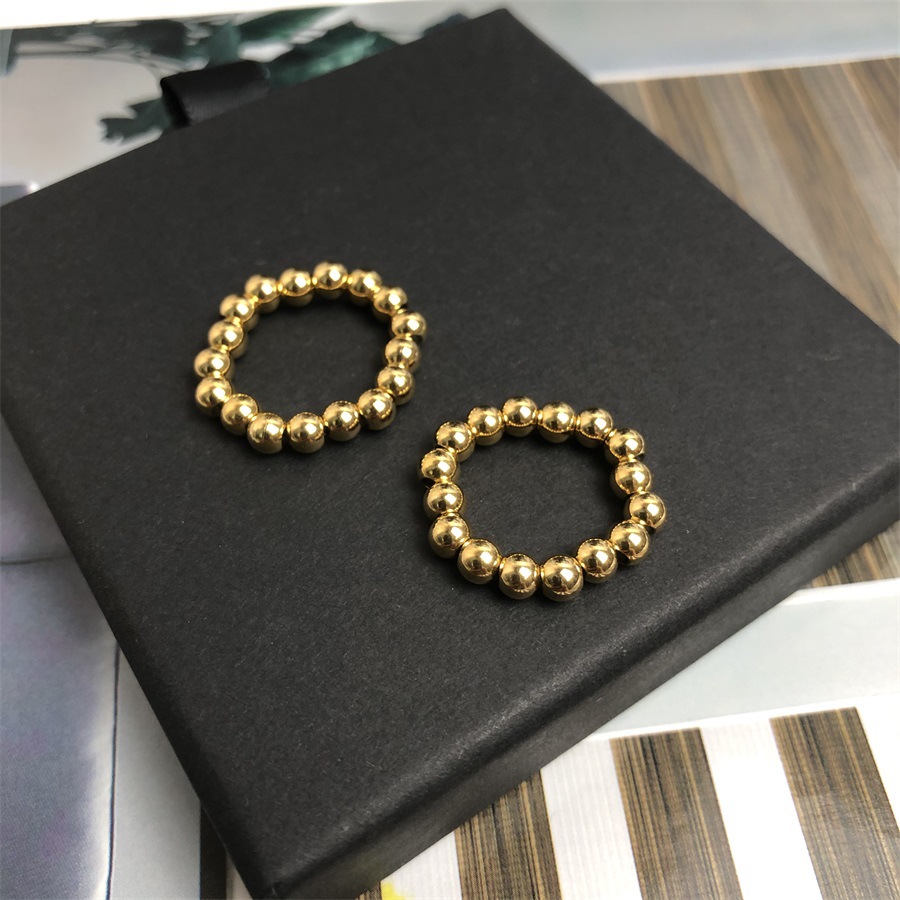 High-grade 4mm Stainless Steel 18K Vacuum Plating Steel Ball Ring