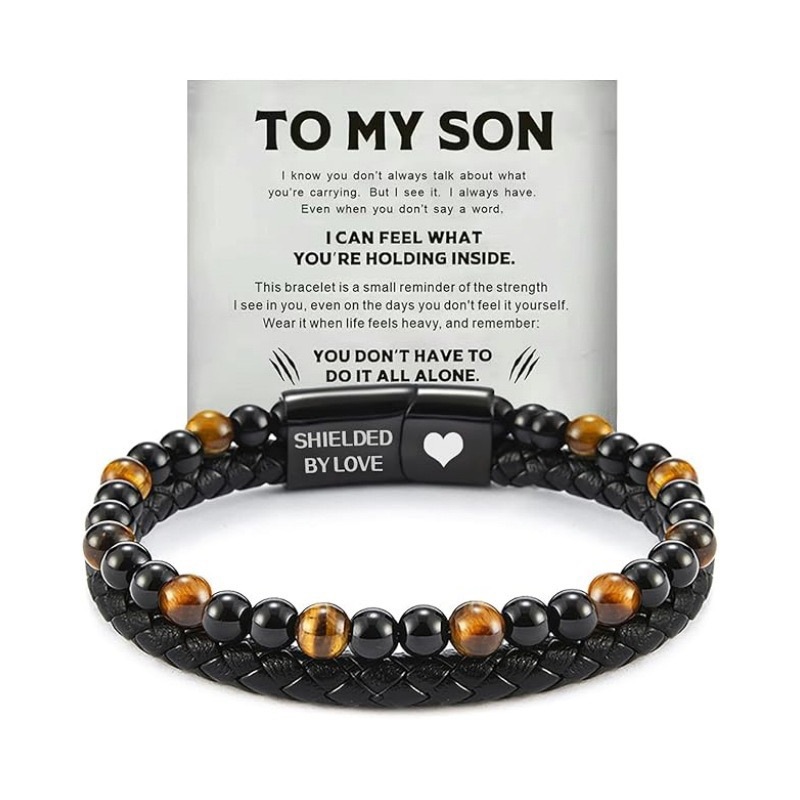 Volcanic Stone Bracelet For Men, Magnetic-clasp Accessory