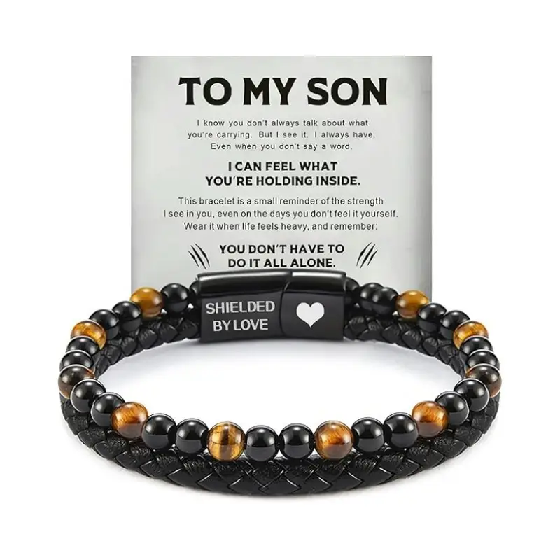 Volcanic Stone Bracelet For Men, Magnetic-clasp Accessory