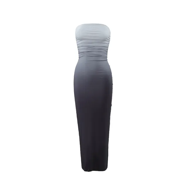 Summer Slim fit Sexy Strapless Ombre Midi Dress Gray - Shop at LoveMi