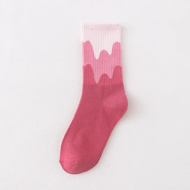 Men's And Women's Fashionable Warm Color Matching Mid calf Socks Rose Red - Shop at LoveMi