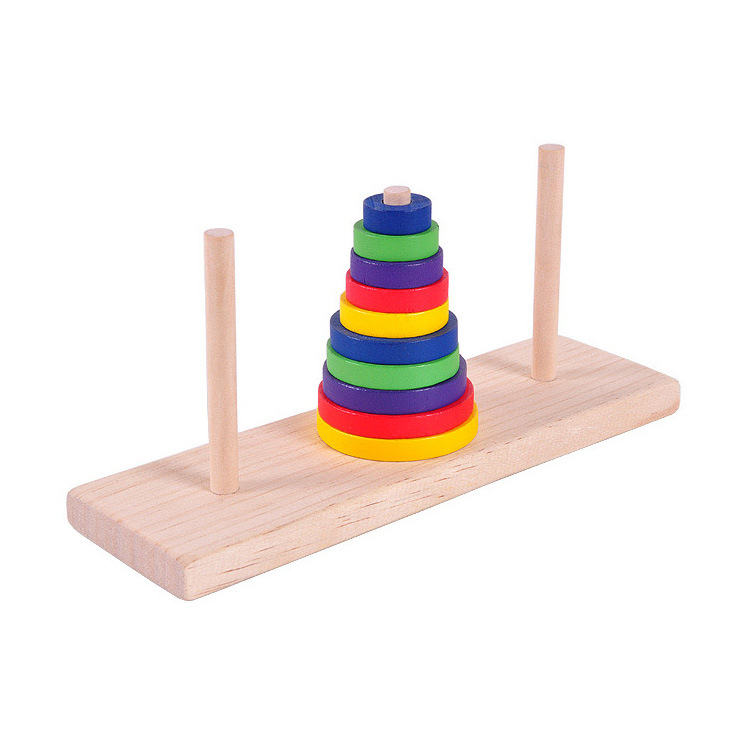 Wooden Toy Colored, Small-sized Ten Layers Tower Of Hanoi