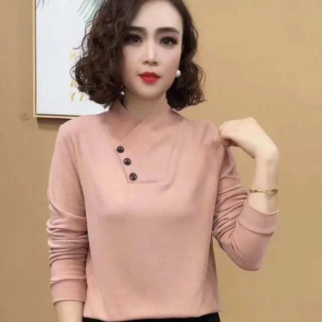 Warm All matching Elegant Bottoming Shirt Top Pink - Shop at LoveMi
