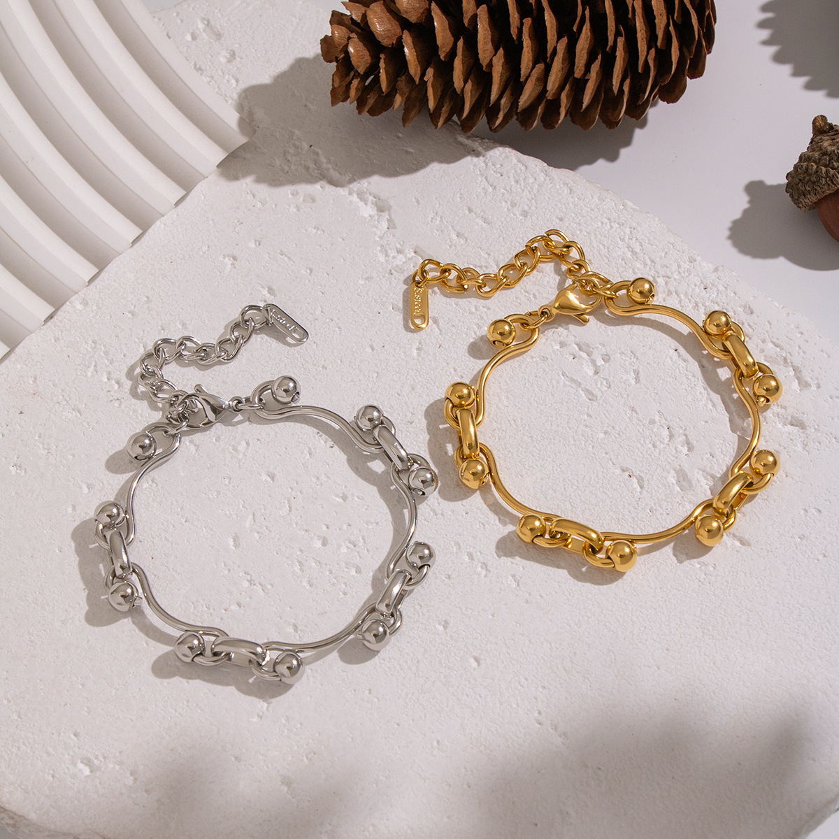 Hip-hop Chain Bracelet Stainless Steel Vacuum-plated