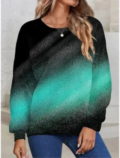 Women's Round-neck Long Sleeve Gradient Sequin Long Sleeve Loose Sweatshirt - 3Color-Xl - View 1