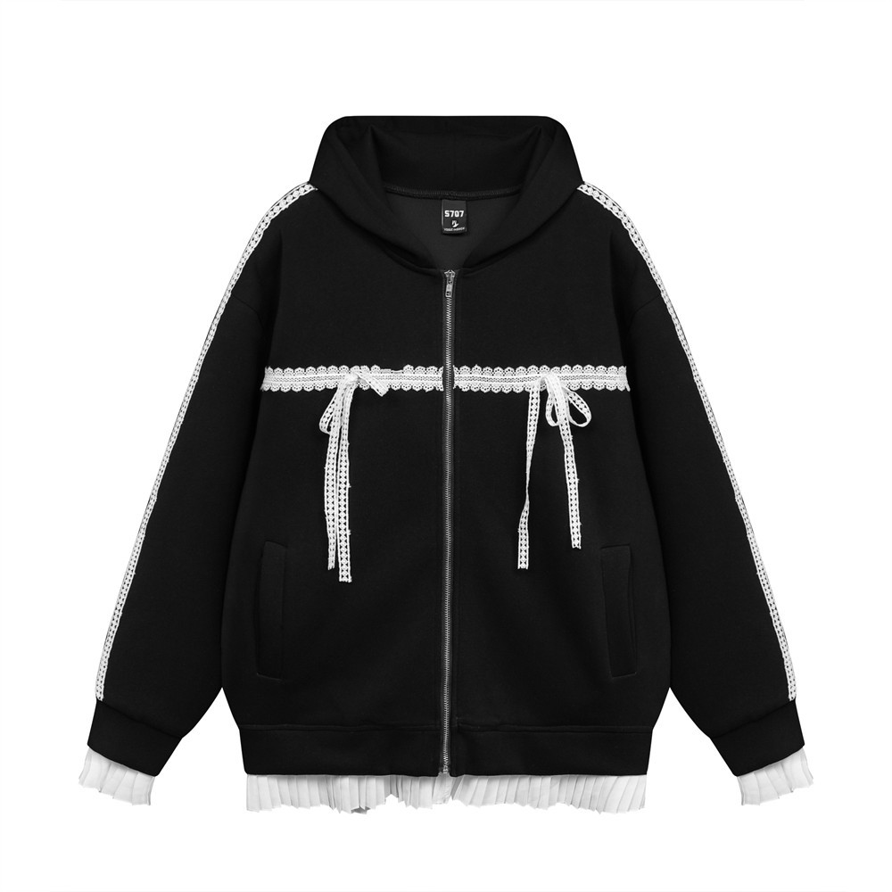 Lace-up Lace Bow Baggy Coat Women's Spring And Autumn
