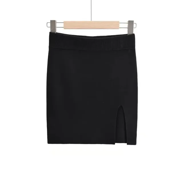 Short Skirt Fashion Side Slit Slim Knit Black - Shop at LoveMi