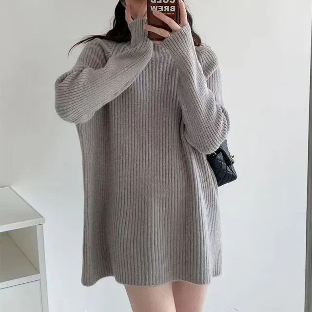 Half Turtleneck Pullover Autumn And Winter Long Sleeve Sweater Gray - Shop at LoveMi