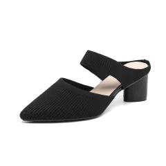 Casual Simple Pointed Toe Shallow Mouth Women's High Heels - Black - View 1