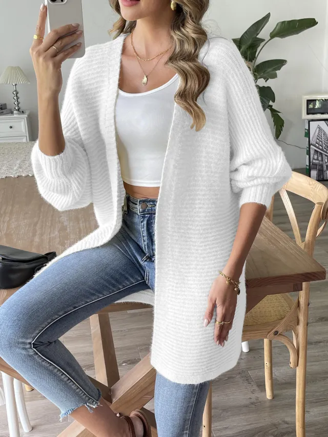 European And American Women's Clothing Autumn And Winter New Casual Woven Sweater Sweater Coat White - Shop at LoveMi