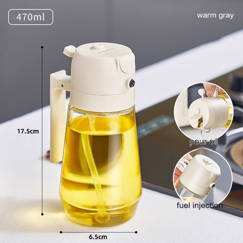 470ML Olive Oil Sprayer Dispenser For Cooking BBQ 2 In 1 Glass Oil Vinegar Soy S