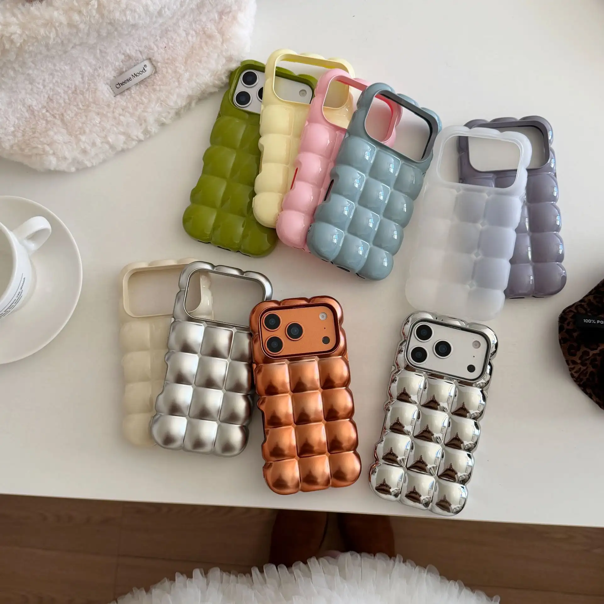 Niche Instagram-style Electroplated Solid-color Bubble Case For Phones