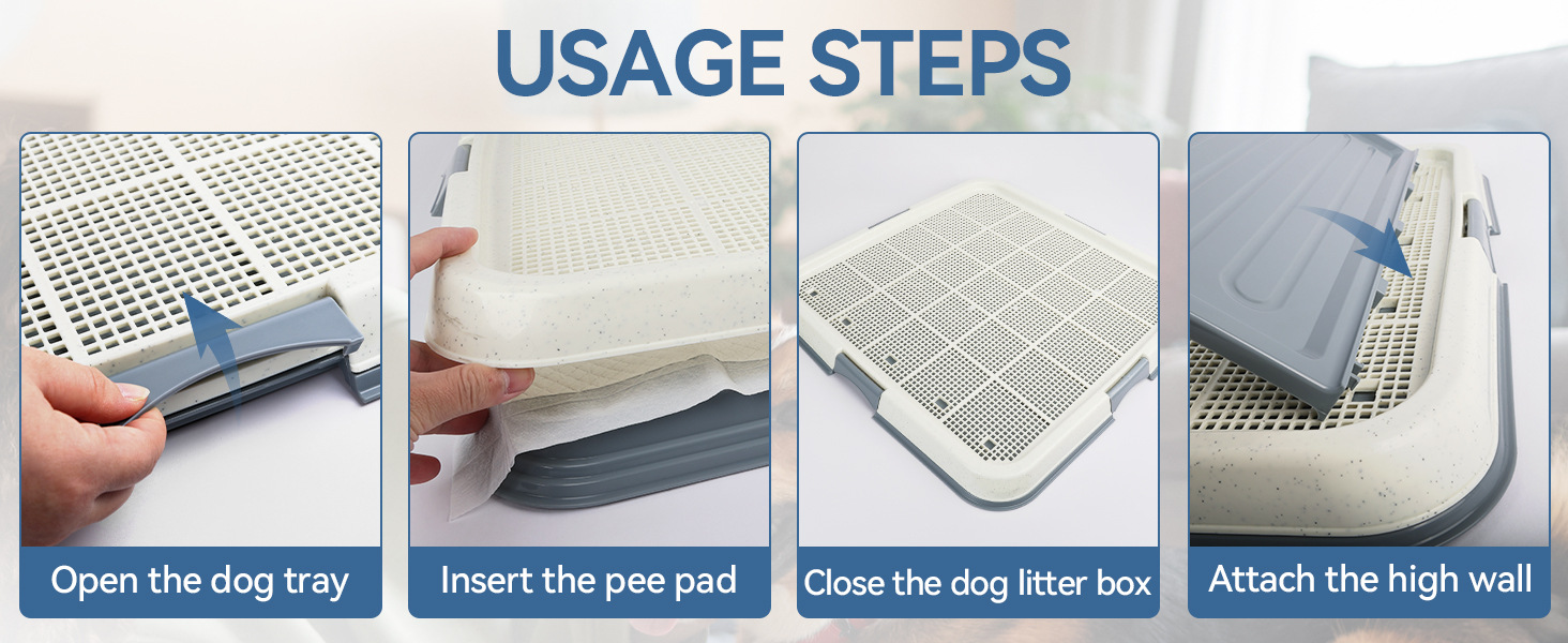 Mesh Dog Potty Training Tray with Wall Mount Clip - Portable Puppy Toilet Pad Holder for Indoor Use detail photo 6