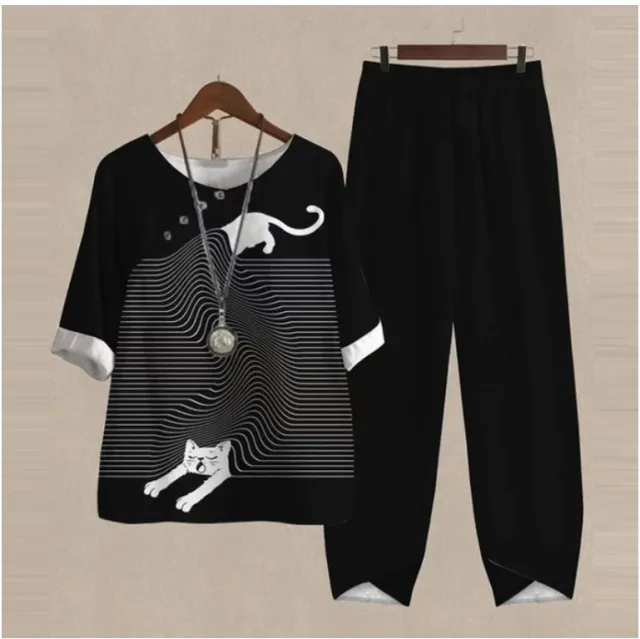 New Women's Five quarter Sleeve Printed Top Two piece Pants Element 8 S - Shop at LoveMi