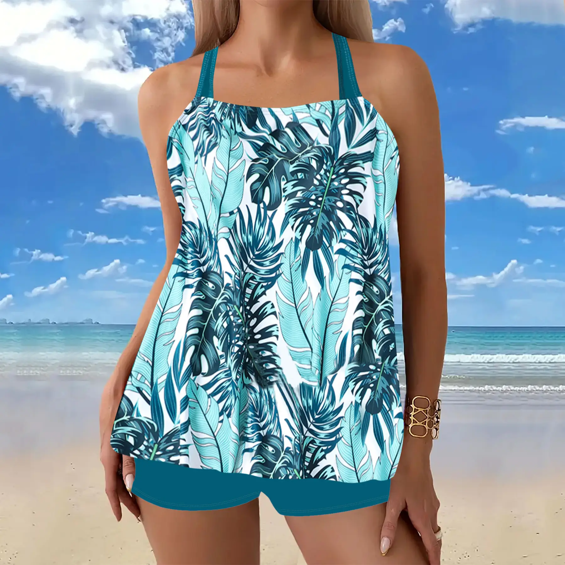 European And American Split Printed Sexy Bikini Swimsuit Women
