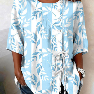 Printed Long-sleeve Women's Top