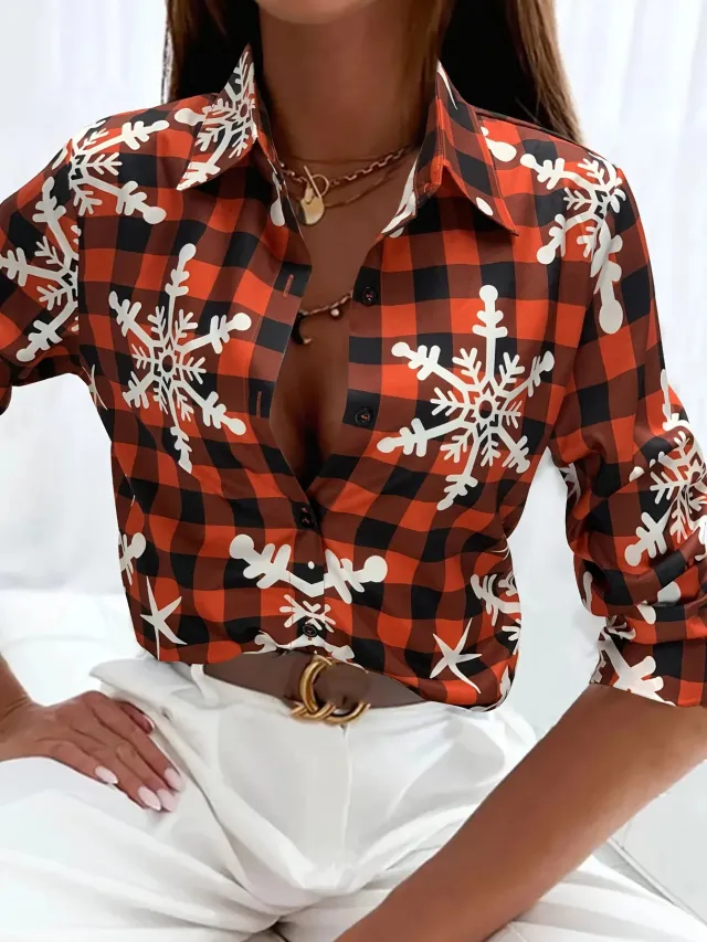 Versatile, High quality Womens Long sleeve Christmas Shirt Cw3351 M - Shop at LoveMi