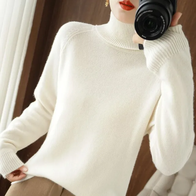 Women's Long sleeved Bottoming Shirt Slim Slimming High Collar Sweater White - Shop at LoveMi