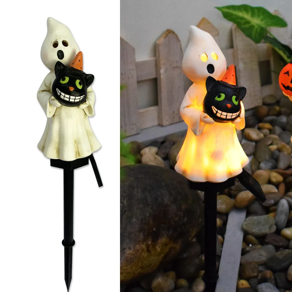 Creative Solar Outdoor Garden Halloween Pumpkin Lantern Resin Handicrafts Garden Festival Atmosphere Decorative Insert Light – image 7