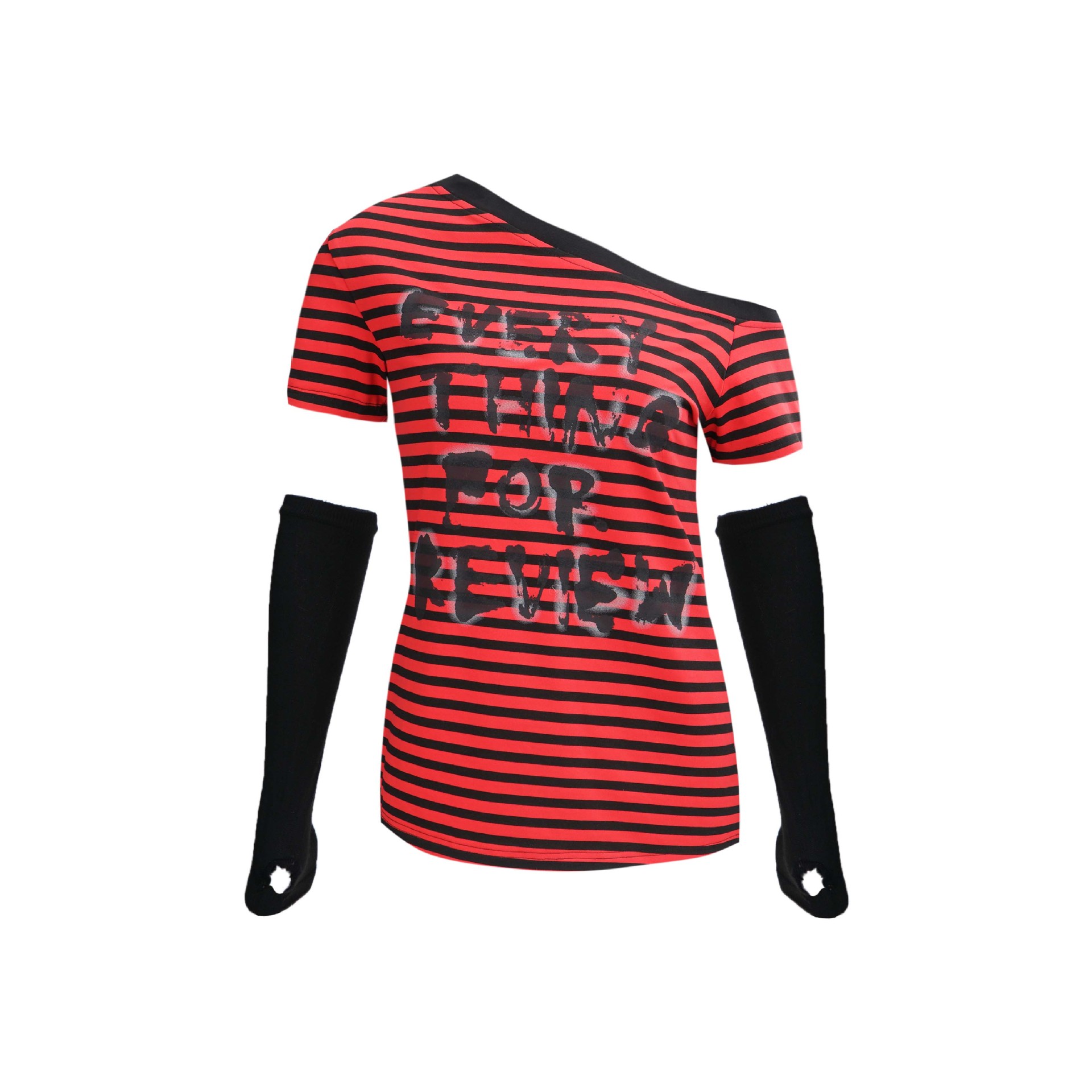 American Retro Hot Girl Striped Shoulder