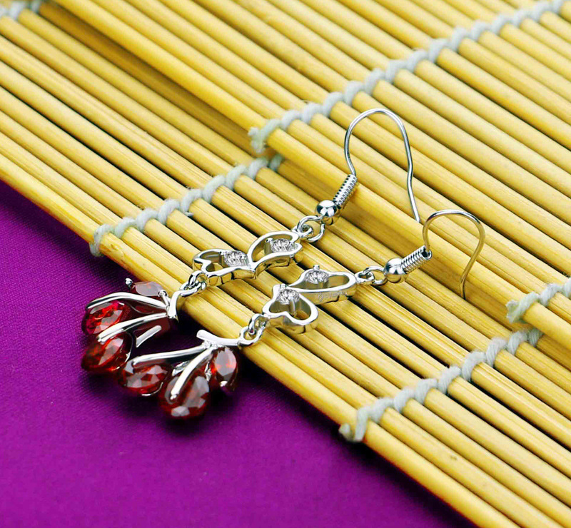 Title 2, Long Tassel Cherry Love Red Zircon Earrings