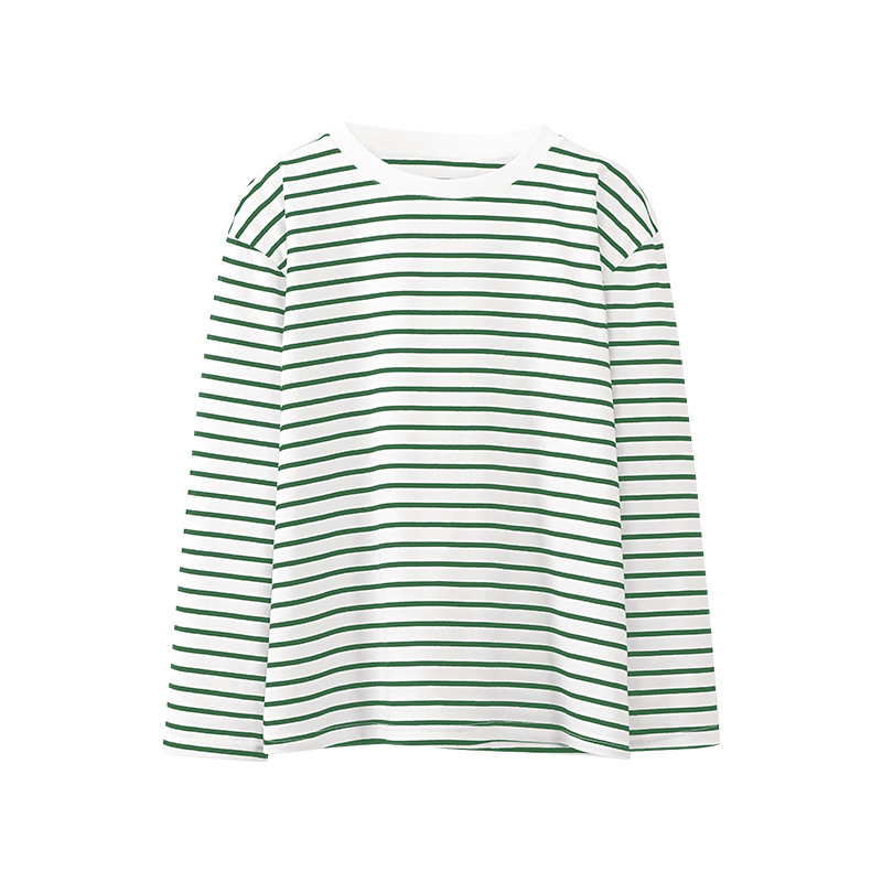 Trendy Wild Casual Round Neck Cotton Striped T-shirt