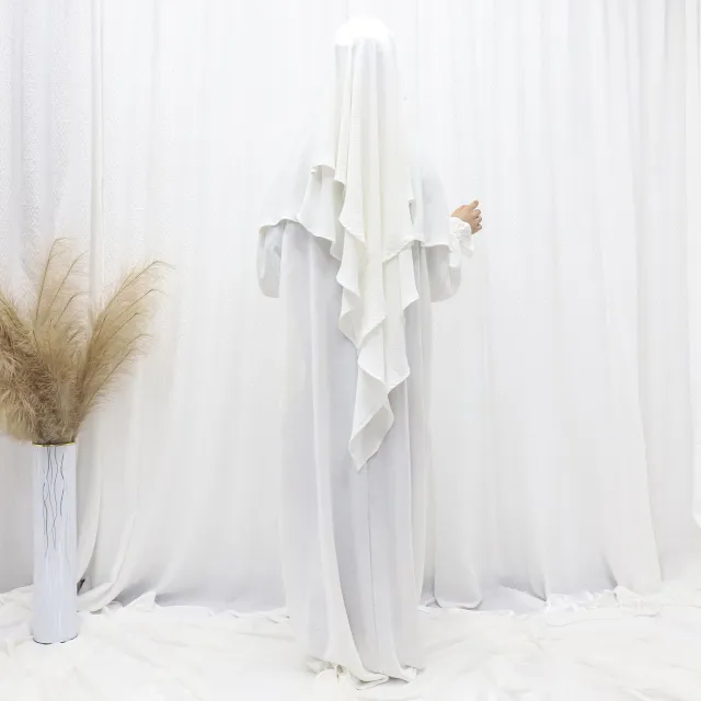 Dubai Turkey Solid Color Dress With Headscarf White Headscarf - Shop at LoveMi