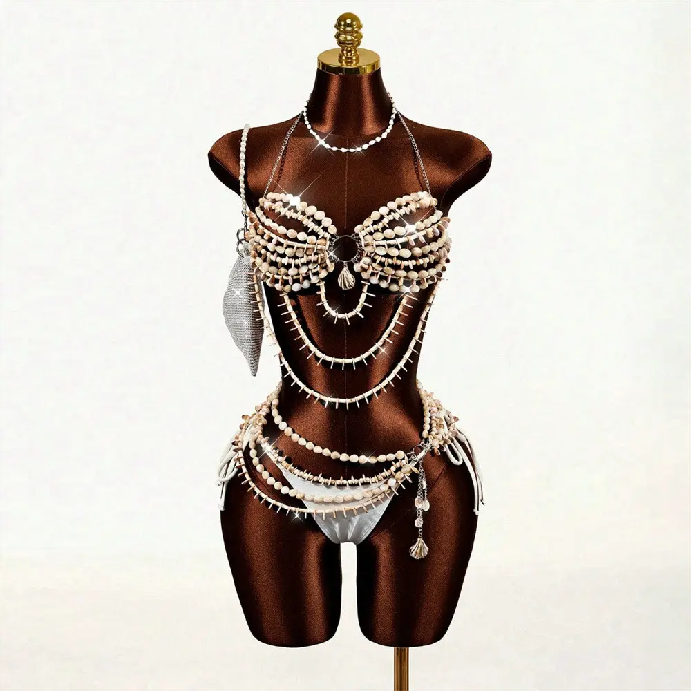 Beaded Bra Vest Halter-Neck Sexy Corset Body