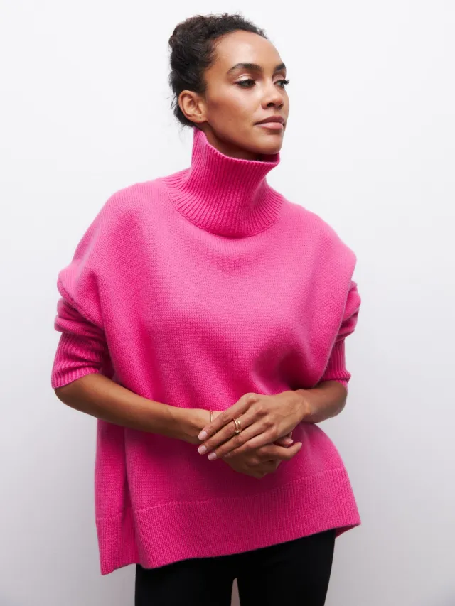 Winter Turtleneck Sweater Ins Solid Color Long Sleeve Pullover Top Women's Clothing Rose - Shop at LoveMi