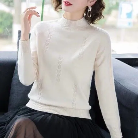 Plus Size Women's Cute Young Trendy Long sleeve Loose Casual Sweater Top Beige - Shop at LoveMi