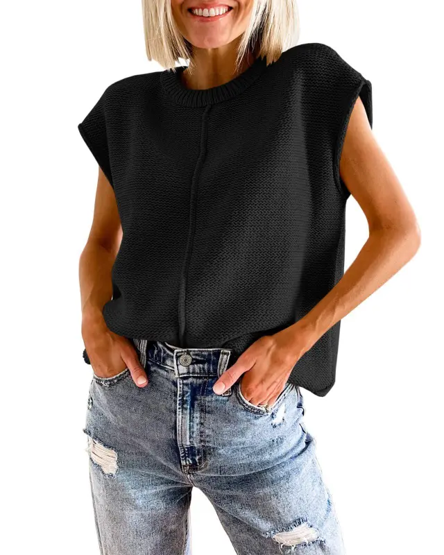 Loose Knitted Sweater Pullover For Women Black - Shop at LoveMi