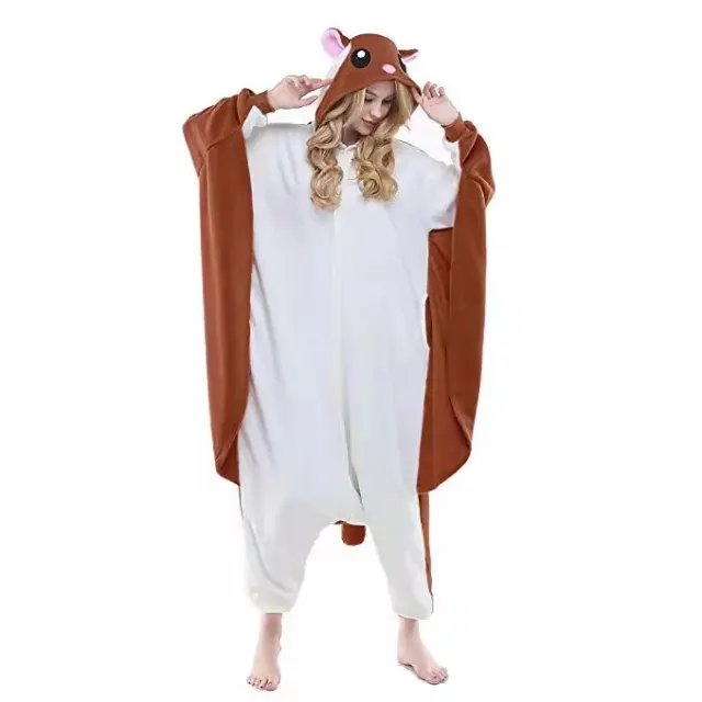 One piece Pajamas Animal Polar Fleece Dark Squirrel M Code - Shop at LoveMi