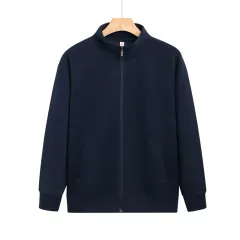 Zipper Chenille Cotton Men's And Women's Coats - Navy Blue - View 1
