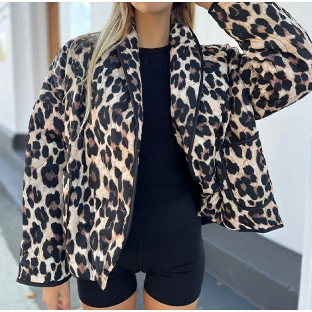 Vintage Leopard Print Printed Women's Lapel Pocket Loose And Warm Coat - Shop at LoveMi