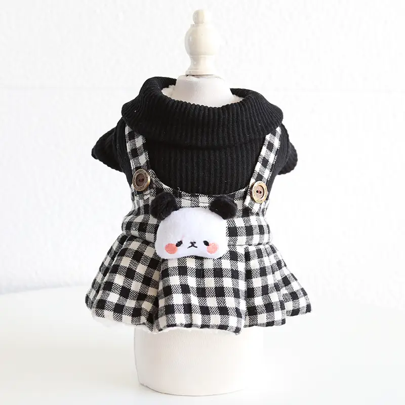 Pet Dog Clothes with Hood and Plush Animal Detail — Skirt, XS