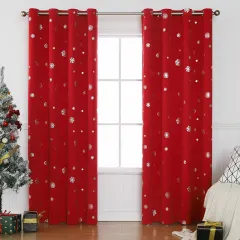 Short Hole-free Snowflake Shade Cloth Curtain - Red Iron Hoop - View 1