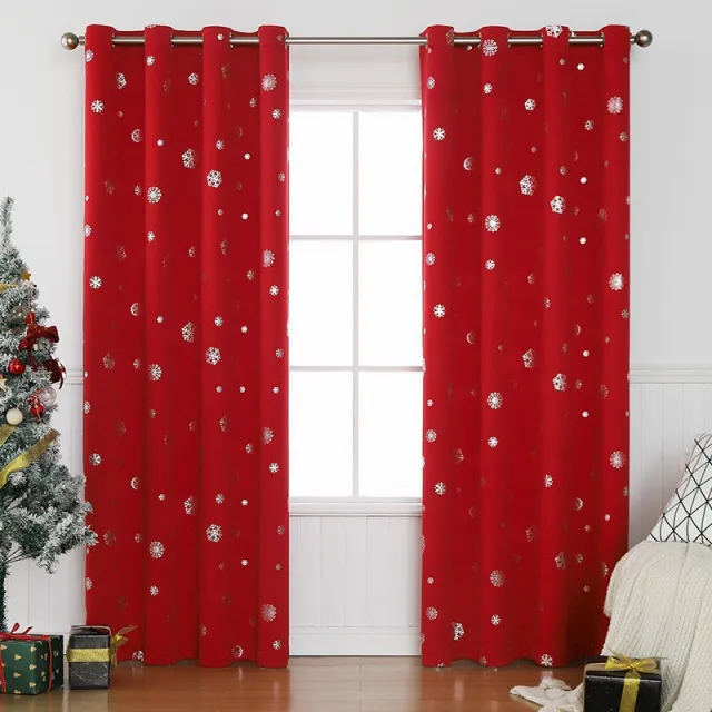 Short Hole free Snowflake Shade Cloth Curtain Red Iron Hoop - Shop at LoveMi