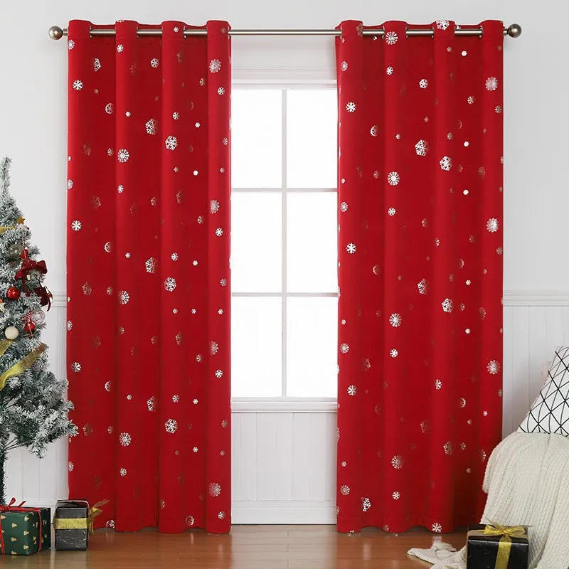 Short Hole-free Snowflake Shade Cloth Curtain - Red Iron Hoop