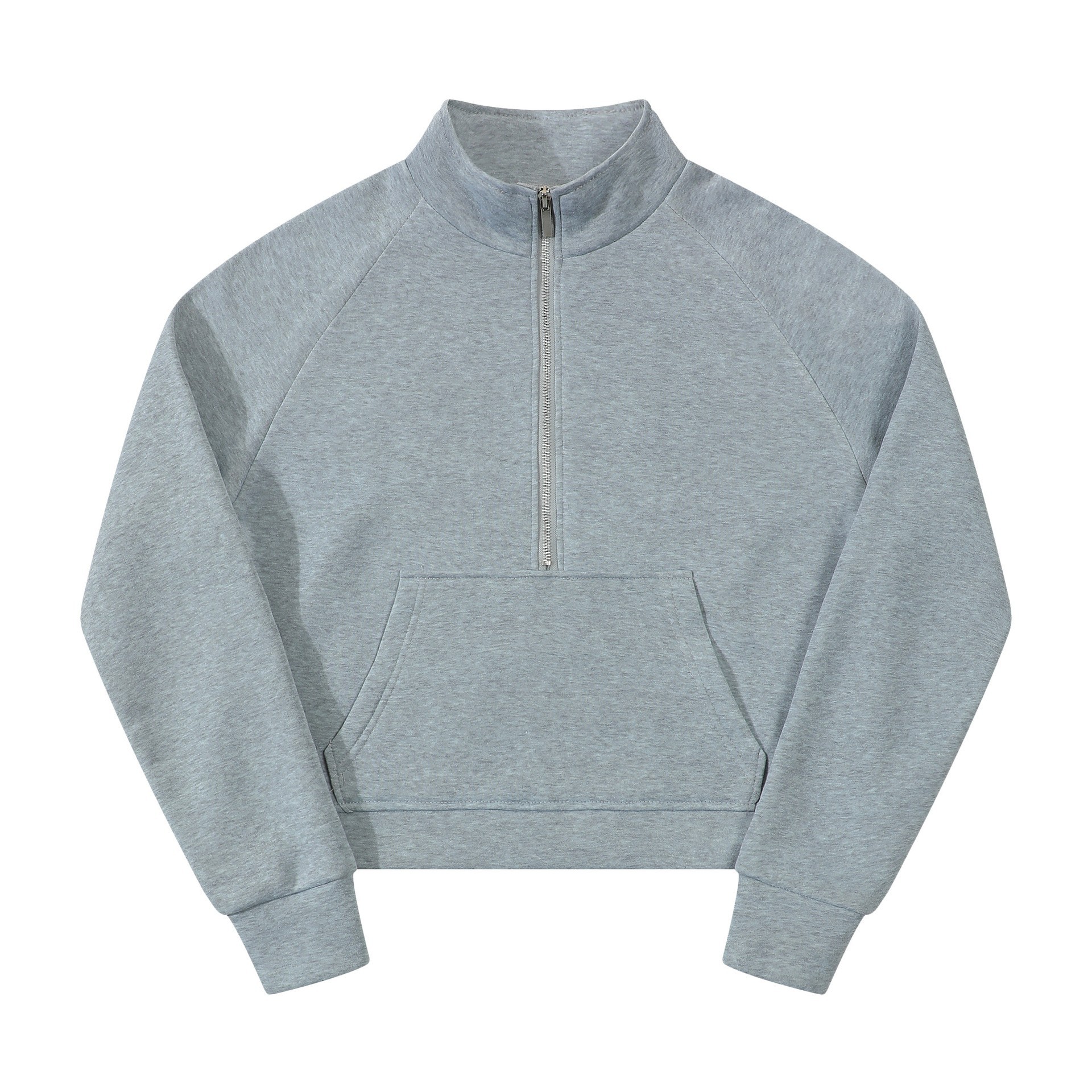 Fleece Loose Half Zipped Stand Collar Long Sleeve Sweater — product photo 7