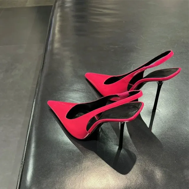 High Heel French Style Temperament Baotou Slingback Sandals Red - Shop at LoveMi