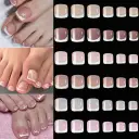 120 Pieces French White Edge Feet Nude Full Square Short High-grade Toe Nail Piece view 4