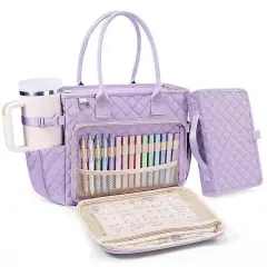 Large Capacity Book Storage Bag Portable Tote Bag For Travel - Purple - View 1
