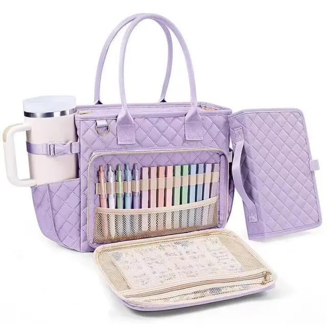 Large Capacity Book Storage Bag Portable Tote Bag For Travel Purple - Shop at LoveMi