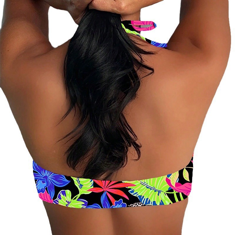 Women's Halterneck Printed Lace-up Swimsuit