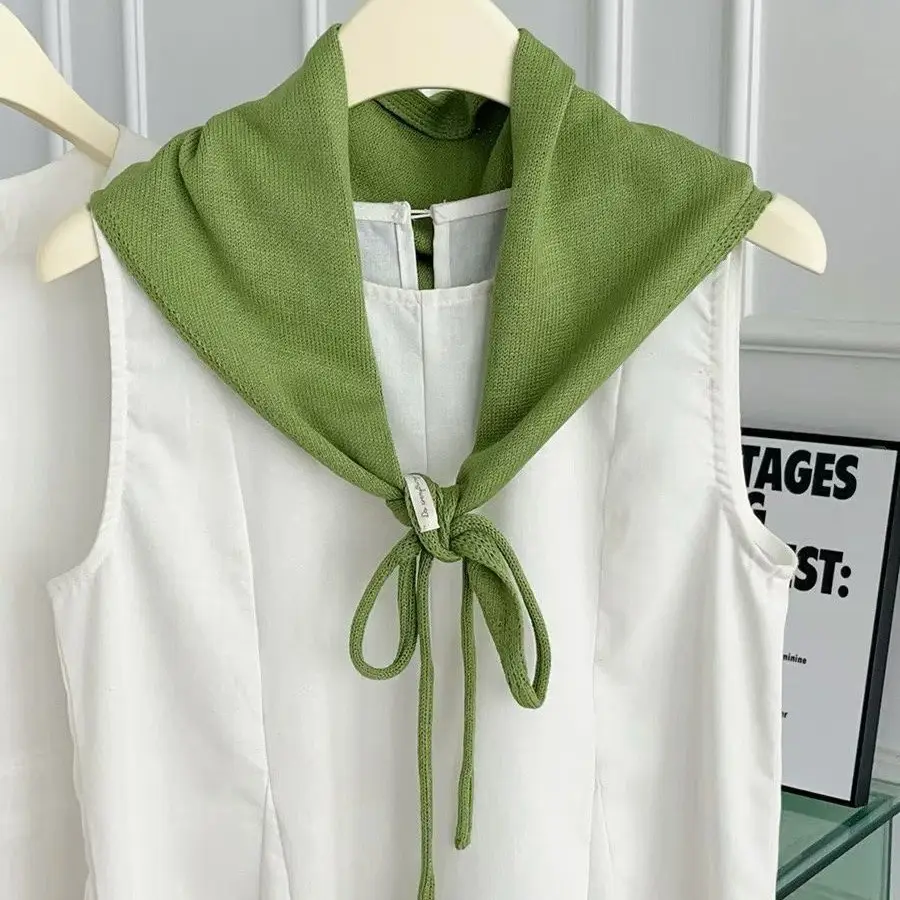 Solid-color Versatile Knitted Triangular Shawl