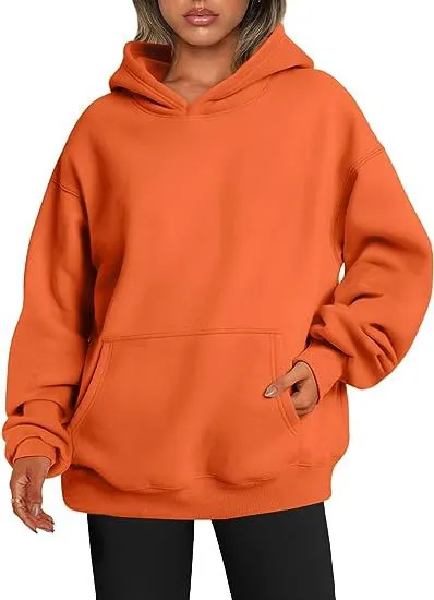 Women's Hoodies With Pockets Fashion Solid Sweatshirt Oversized Hooded Sweater Womens Clothing Orange - Shop at LoveMi