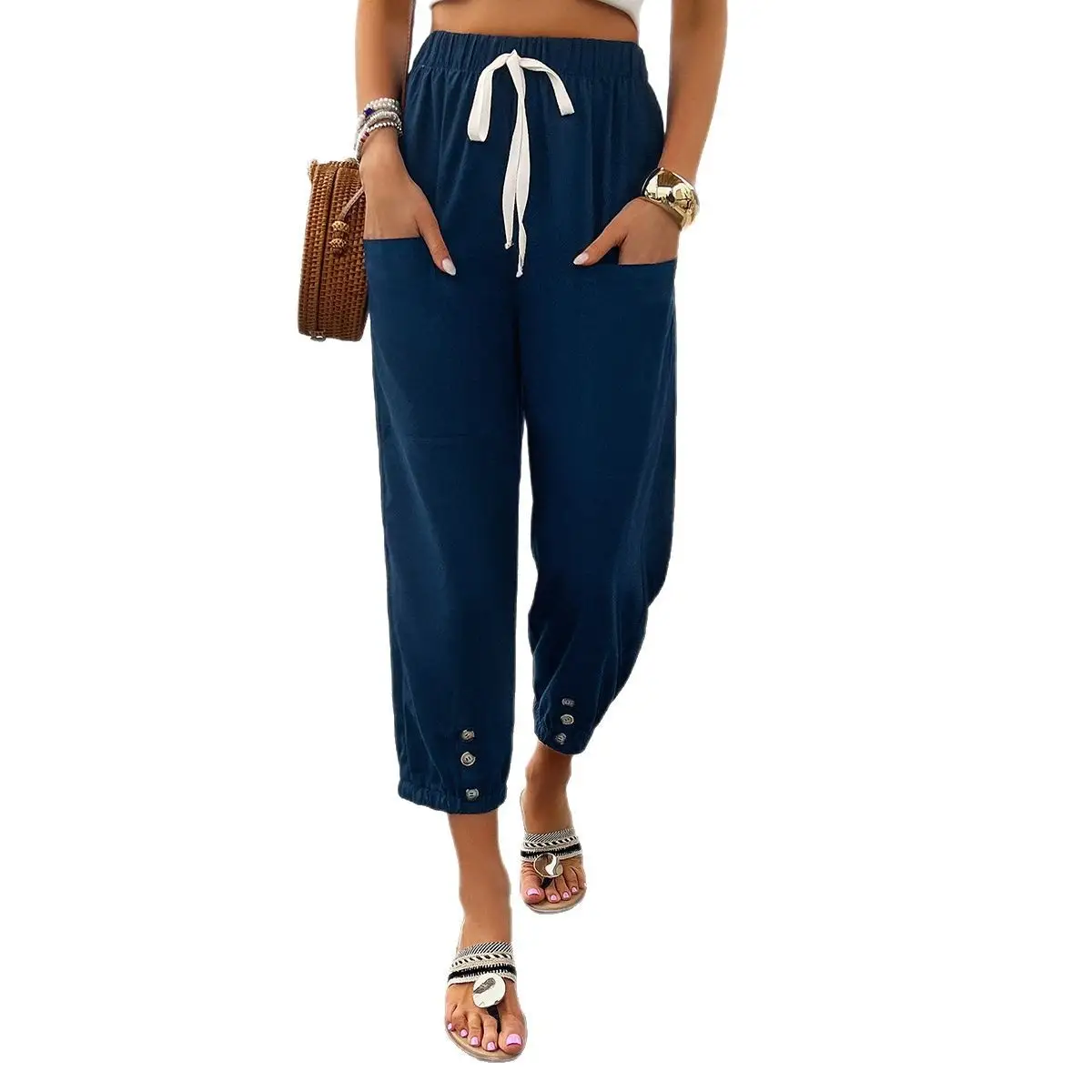 Holiday Leisure Cropped Casual Pants For Women
