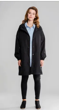 Plus Size Trench Coat Mid length Loose Long Sleeve Jacket Black - Shop at LoveMi