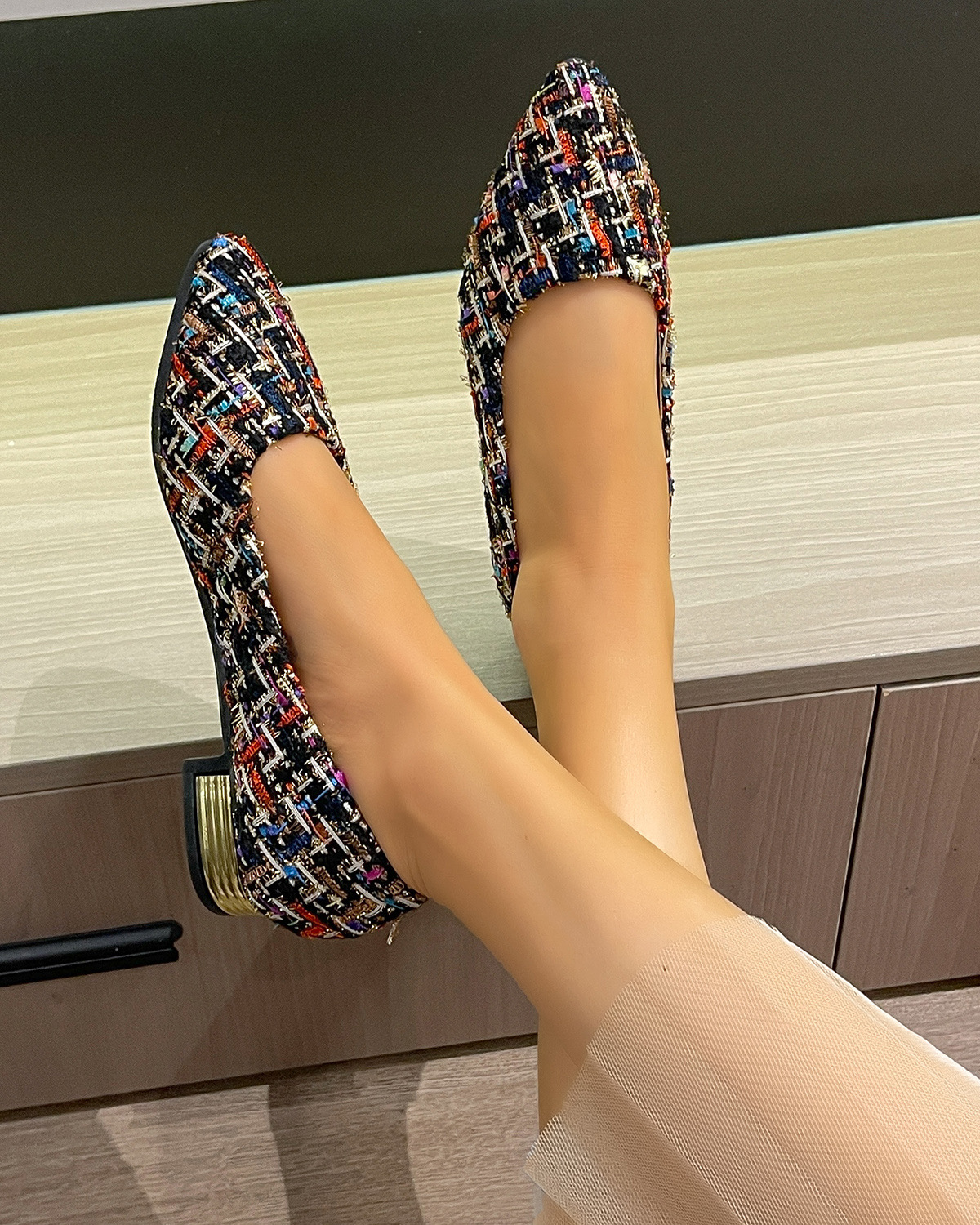 Women's Roman-Style Peep-Toe Slip-On Pumps – front view all colors