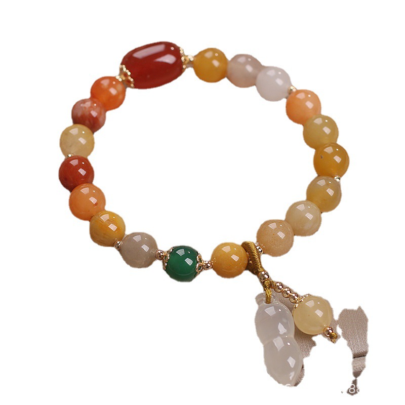 Natural Jinsi Jade Agate Gourd Peanut Bracelet